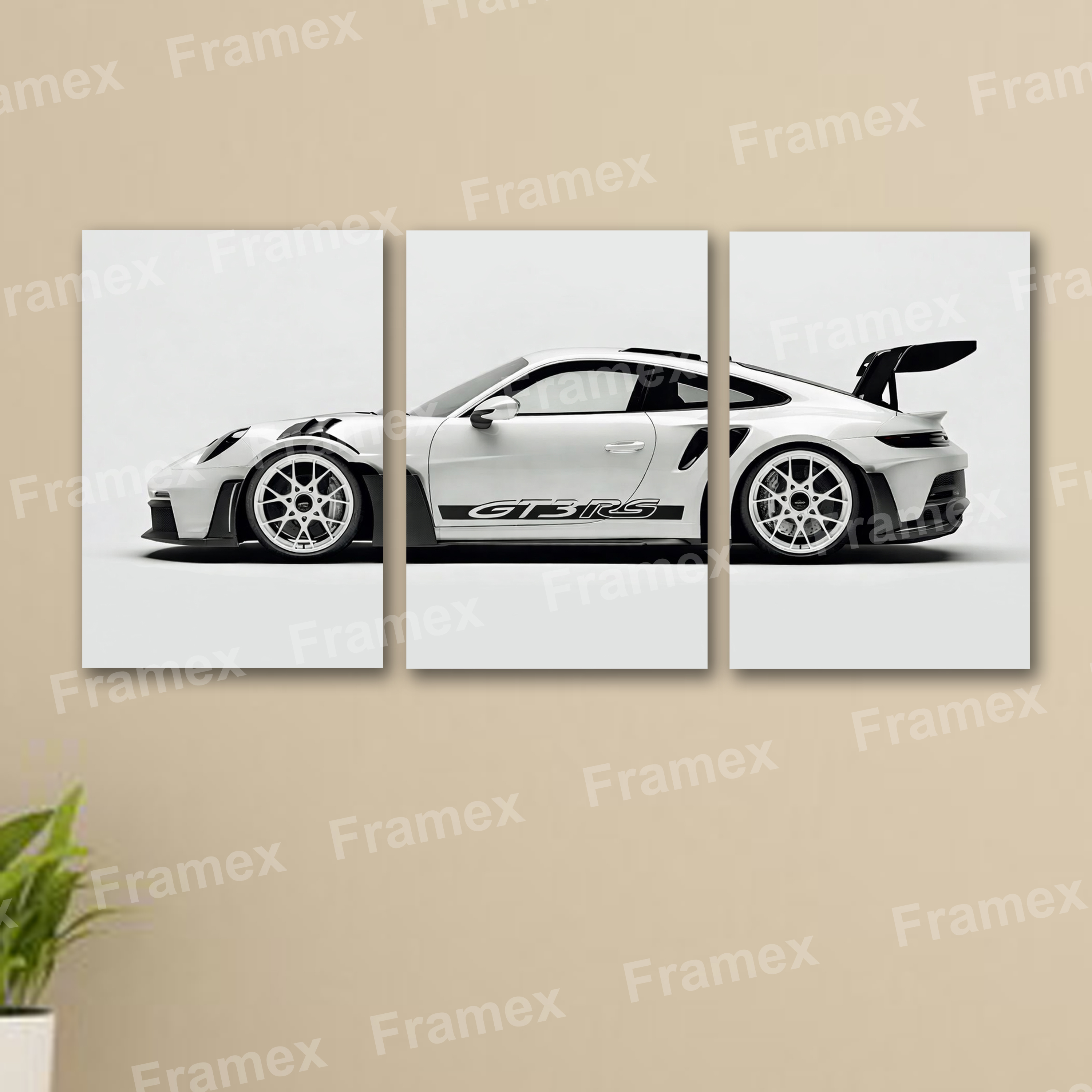 set of 3 porsche 911 sports car wooden MDF frames for room home decoration / ferari sticky phototiles for home boys gaming room setup