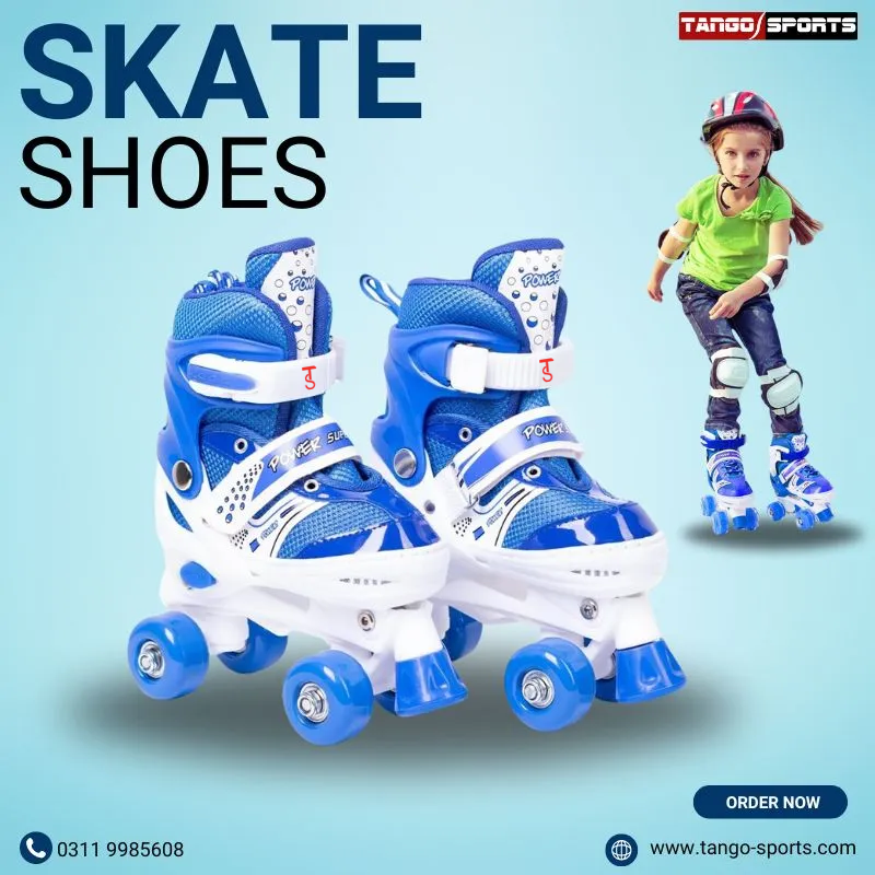 Power Superb Adjustable Roller Skate Shoes 2-Rows 4-Wheels - 2 Colors - Skating Shoes Premium Quality & Adjustable Different Size