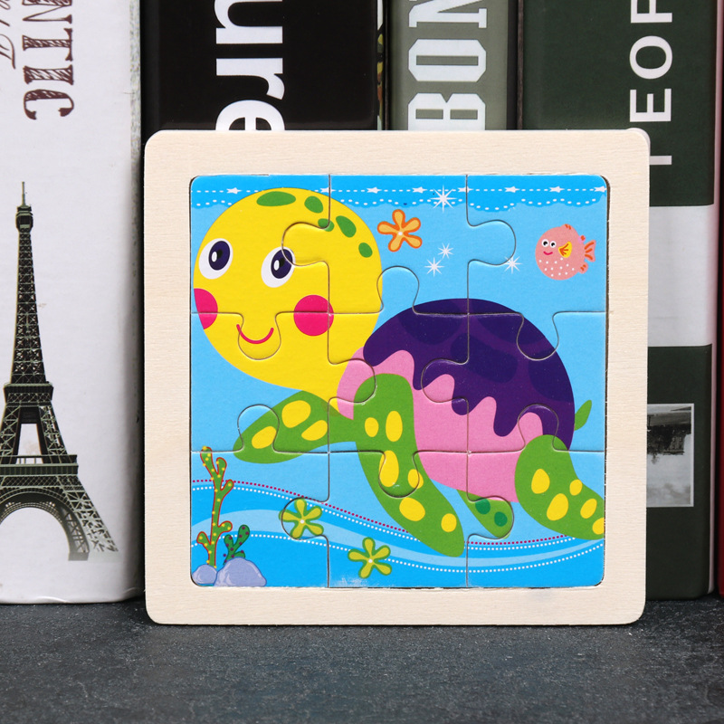 Montessori Wooden Picture Puzzles for Kids — 12 Colourful Animal Boards, 9-Piece Each for Hand-Eye & Problem Solving