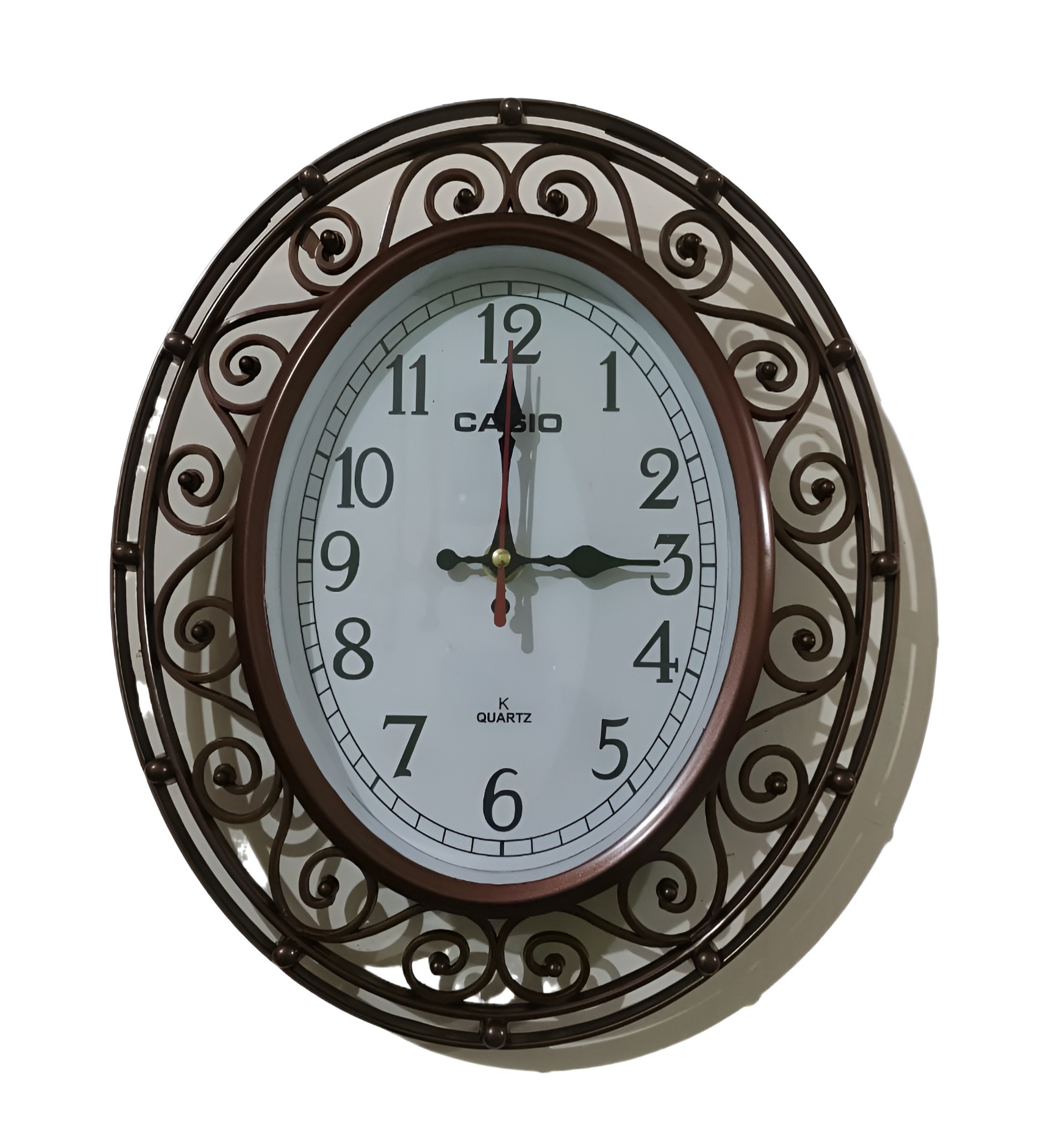 Elegant Oval Design Decorative Wall Clock with Curved Glass and Plastic Frame - Home Decoration Clock