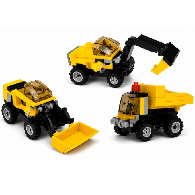 Multifigence 3-in-1 Construction Vehicle Building Blocks Set for Kids 6+ | DIY Builder Toy
