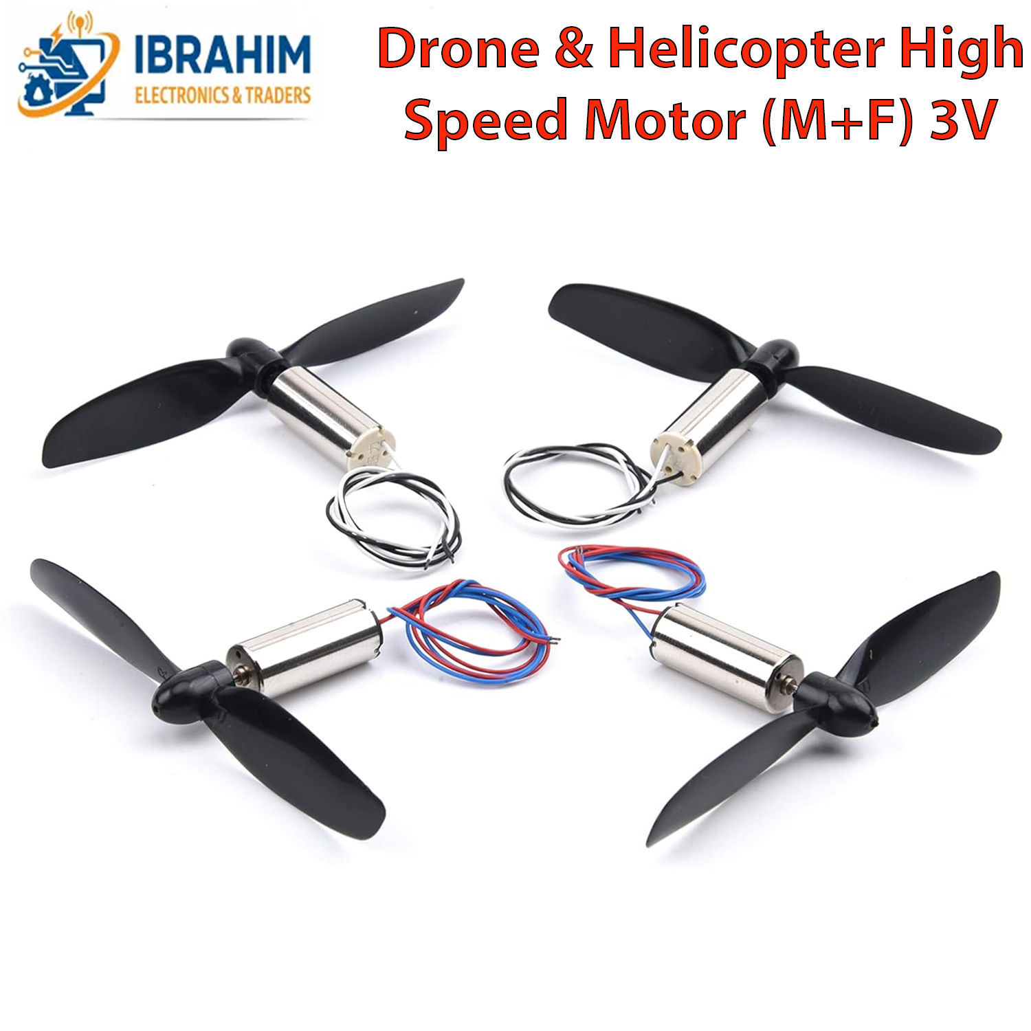 Micro 3V DC Coreless Motor with Propeller Set for DIY Drone, RC Helicopter, Airplane & Robotics Projects High Speed