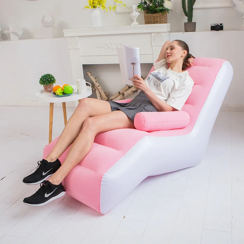 Inflatable Lounge Sofa Chair 140cm | Lazy Couch for Living Room | Ergonomic Reading Lounge Chair | Portable Air Sofa | Ergonomic Air Recliner for Reading, Gaming & Living Room Use
