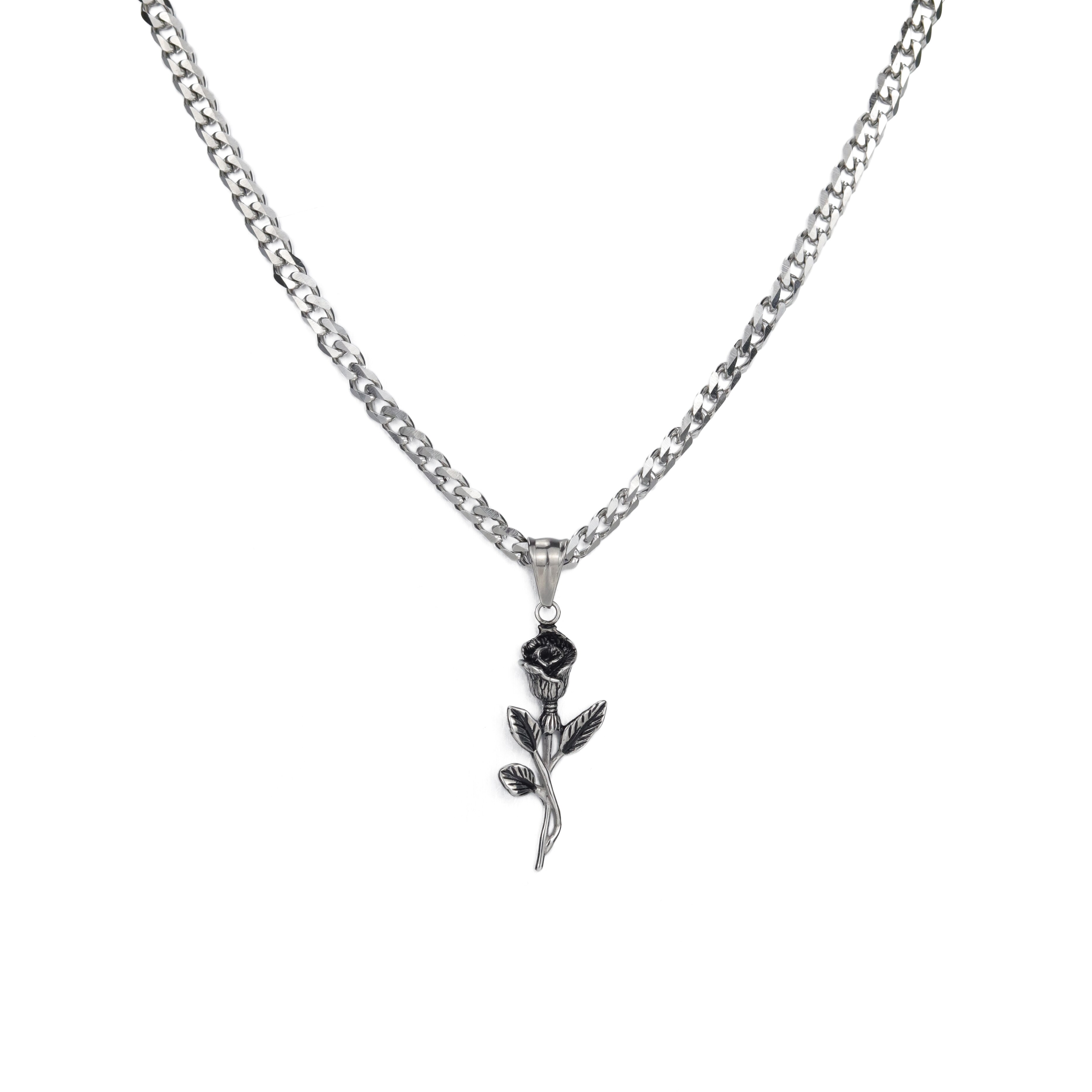 Hip Hop Stainless Steel Rose Pendant 
