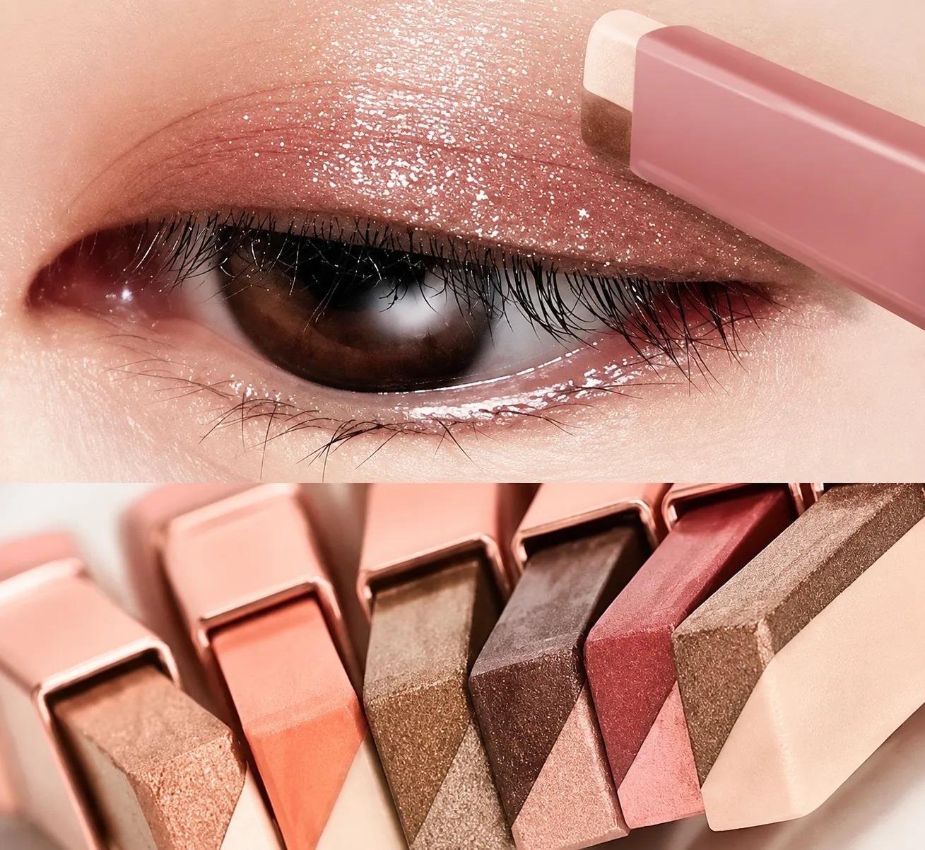 Eyeshadow Stick 2 In 1 Double Color Gradient Velvet Shadow Stick Eye Makeup Waterproof Lasting Shimmer Metallic Eyeshadow Makeup