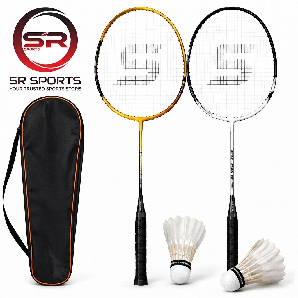 Pair of Badminton Rackets Lightweight Durable Alloy Shuttle Racket Set for Adults & Beginners Non-Slip Handle Grip for Casual Play & Practice Available on SR.SPORTS