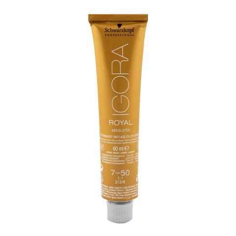 Igora Royal Absolutes Hair Color 7-50 Medium Blonde Gold Natural | Hair Treatment Care | Original