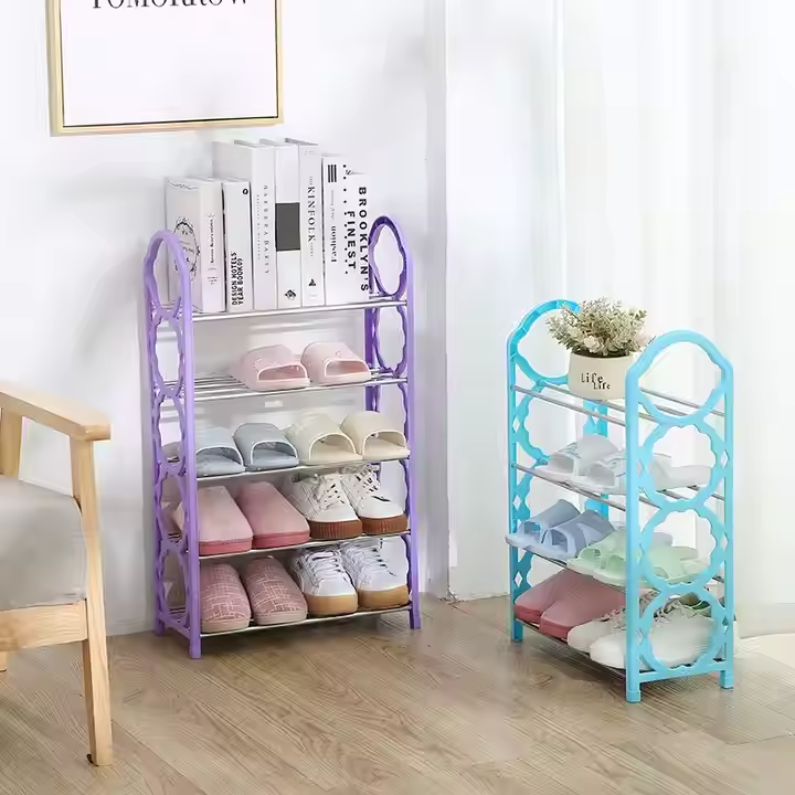 Multipurpose Shoe Rack Organizer - Elegant Metal Shoe Organizer Rack with Adjustable Sections, Durable Stackable Shoe Storage Stand for Bedroom, Living Room, Closet - X-Shape, Water-Resistant