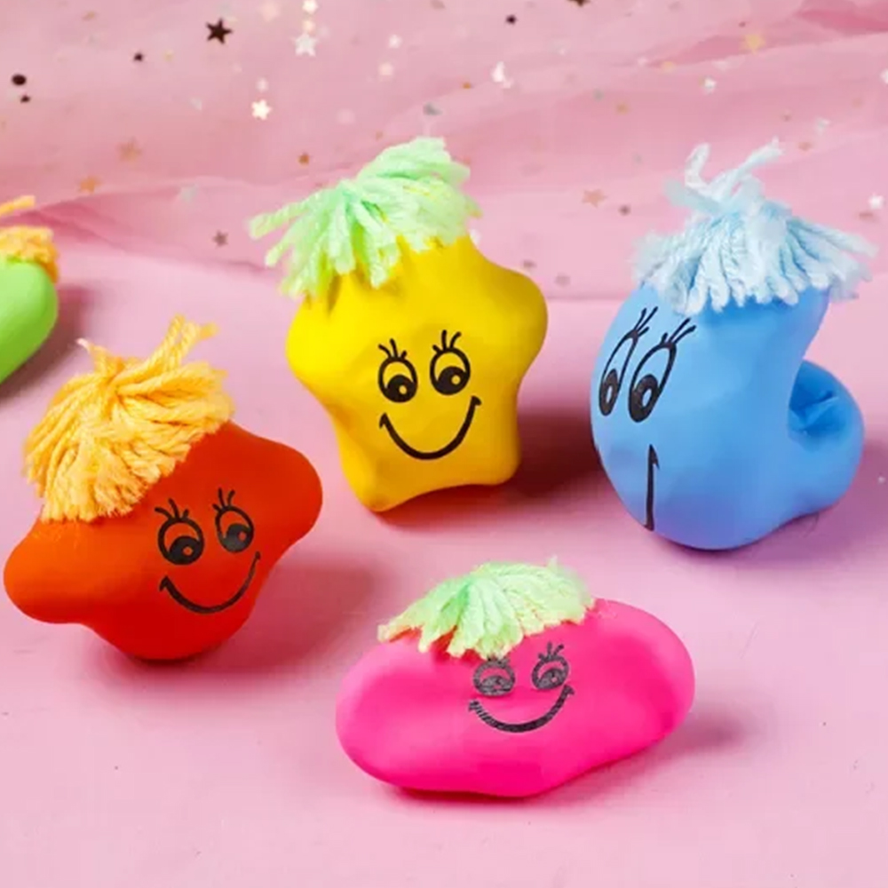 2 Pieces Smiley Face Stress Ball Squishy coloured balls with smiley Random Color