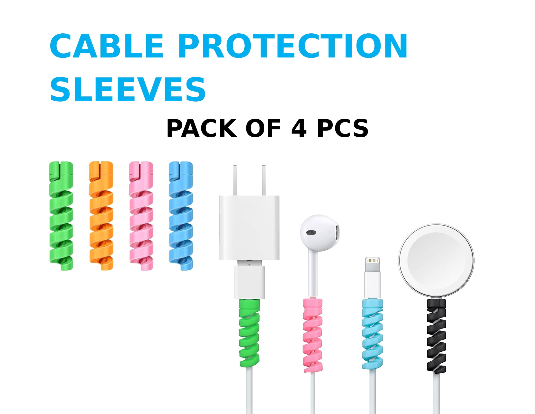 Universal Silicone Cable Protector Sleeves Cover Chargering Data Cable Protector for Smart Phones USB Mouse Cable Protector, Spiral Flexible Cord Saver for All Cell Phones Data Lines price in Pakistan