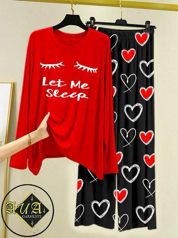 LET ME SLEEP Heart Printed Trouser Lounge wear Nightwear Sleepwear With Heart Prinred Trouser For Women By Zavi wear