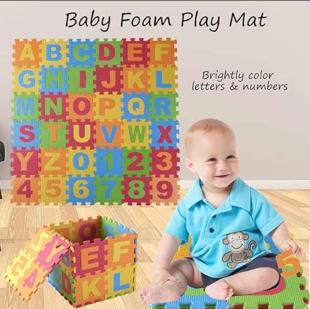 ABC Toy Block Mat Alphabets and Numbers Early Learning Toys Play Foam Puzzle Mat for Kids
