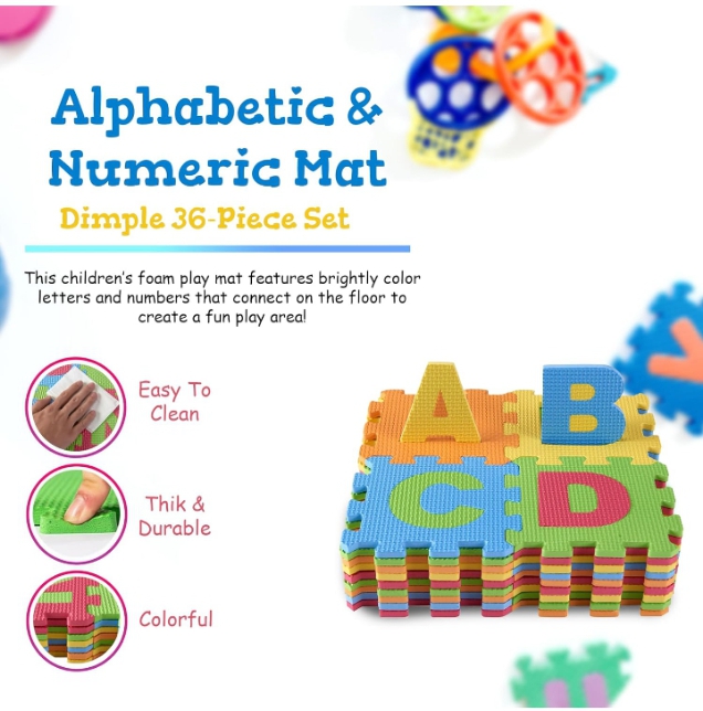 ABC Toy Block Mat Alphabets and Numbers Early Learning Toys Play Foam Puzzle Mat for Kids
