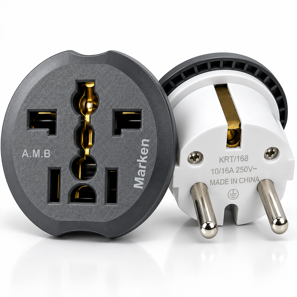 Universal Travel Adapter Plug KRT/168 | Universal Socket Adapter | 10/16A 250V EU 2 Pin Plug | Travel Plug Converter | UK US AU EU Compatible | Portable Adapter