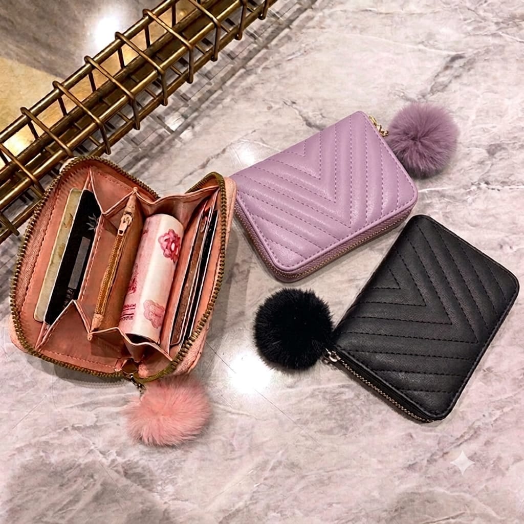 PENGUIN MART PK - (Pack of 2)  Mini Zipper Wallet for Girls - Stylish PU Leather Hand Purse Short Wallet for Women Zipper Closure Multi-Card Slots Mini Ladies Wallet for Girls, Casual Use Pouches with Cards Holder Hand Clutch