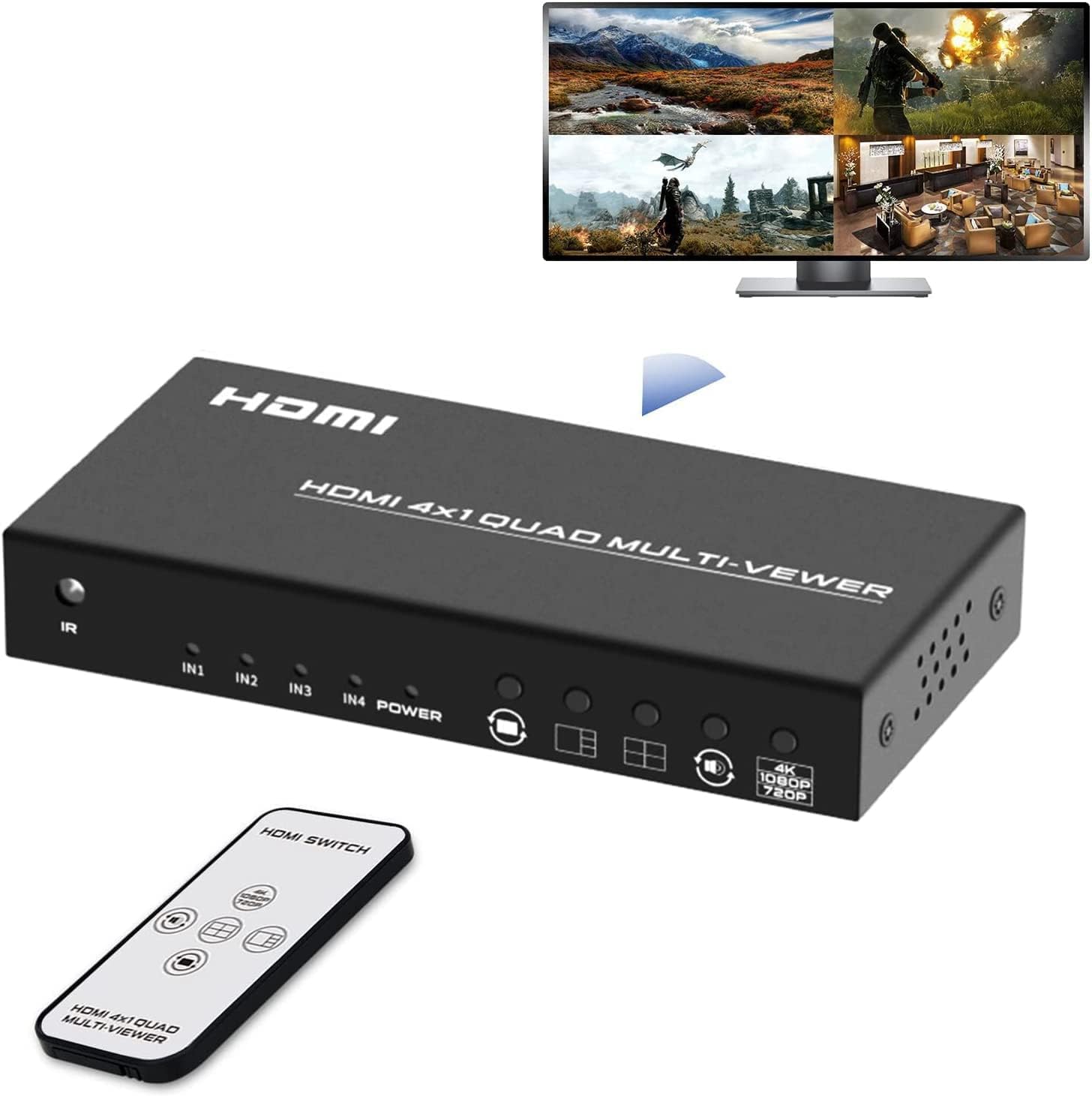 Switch HDMI Multi-Viewer 9x1 Seamless – Splitter 9 Ingressi A 1 Uscita, Risoluzione 4K/30Hz E 1080P/60Hz, Telecomando IR Incluso - 3