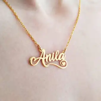 Twirl Motif Heart Design Gold Plated Any Name Necklace Pendant Chain For Women Buy Online At Best Prices In Pakistan Daraz Pk