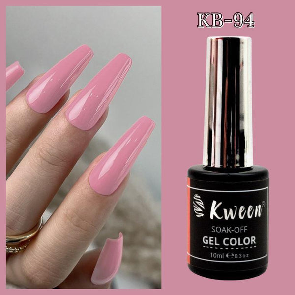 KWEEN 10ML French Base Color Solid Pink Gel Nail Polish For Nail Art DIY at Home