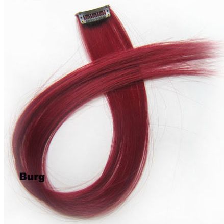 20inch Long Straight Synthetic Clip-In Hair Extension Dark Red