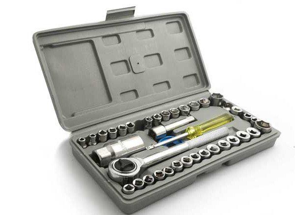 Combination Socket Wrench Set Tool Kit - 40 Pcs - Silver