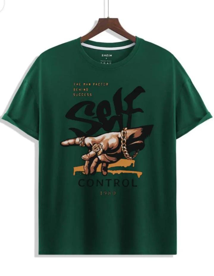 New Design Self Control Printed Tshirts For Men & Boys Summer Collection Tshirt