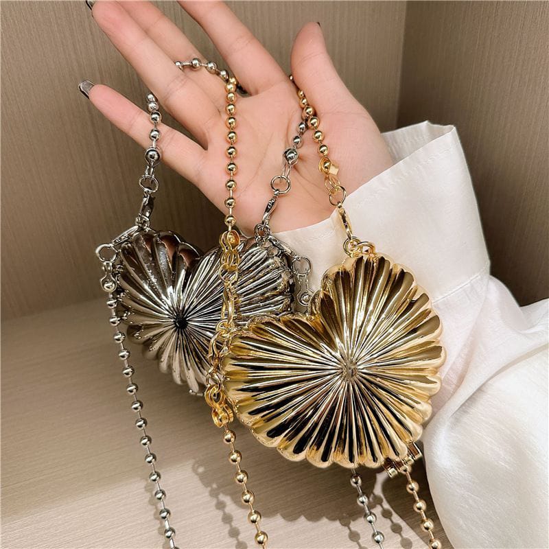 Heart Shape Mini Clutch for Women | Stylish Party Handbag | Cute Chain Crossbody Bag for Girls