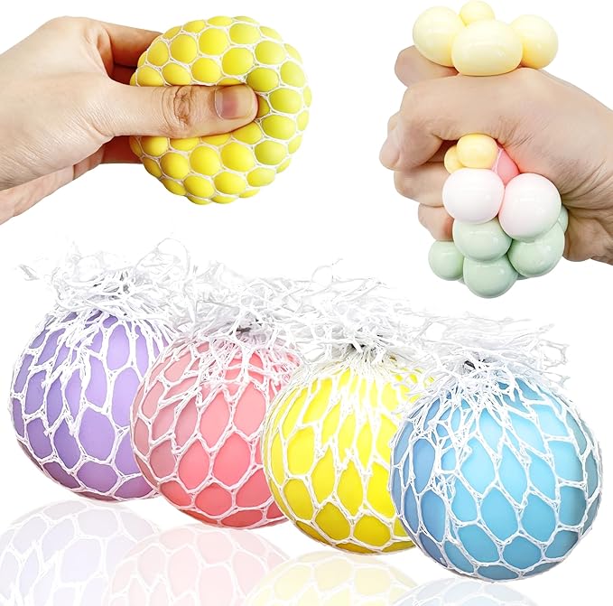 Mesh Grape Stress Balls for Adults Squishy Ball Fidgets Collectible Figurines Squishy Dough Ball, Sensory Fidget Ball Party Favors Stress Relief for Easter Basket Stufffers