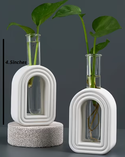 Elegant Modern Arch Vase with Artificial Plant – Minimalist Flower Vase for Home & Office Decoration With Flowers