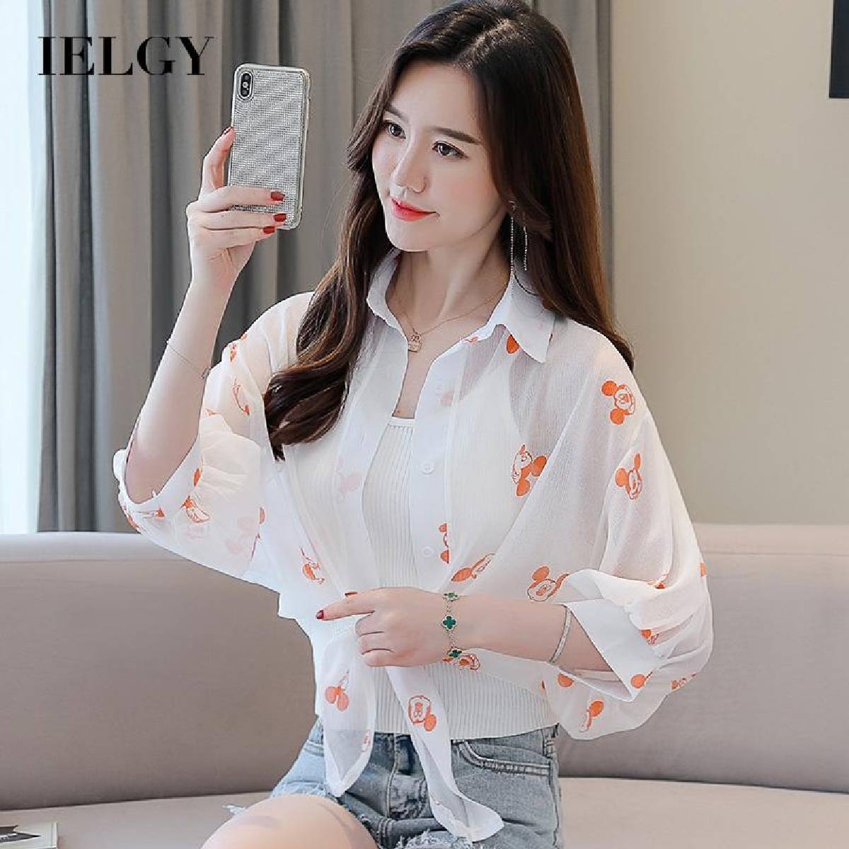 IELGY Coat Ice silk Long sleeves 
