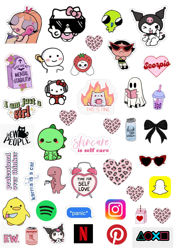 Cute Cartoon Stickers Trendy Stickers Hello Kitty Stickers 43 Pieces of Pink Aesthetic Stickers For Decoration Journals Scrapbooks Laptop Mobile Dairies And Gifts Best Quality Different Sizes Adhesive Girls And Boys Vibes price in Pakistan