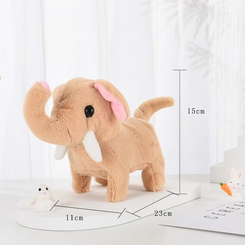 Plush Elephant Toy Walking with Music & Light Battery Operated Kids Toy