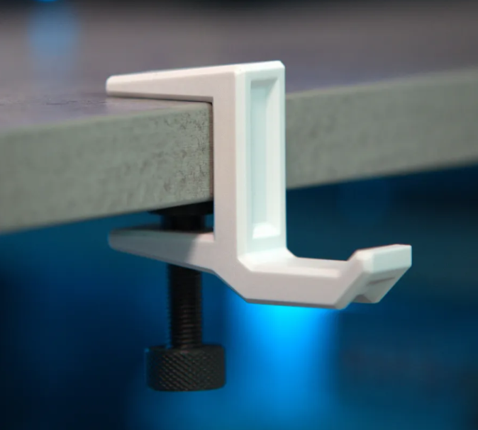 Adjustable Desk Headphone Hook Clamp | 3D Printed Headset Holder | Under Desk Headphone Hanger | Gaming Headphone Stand | Black & White