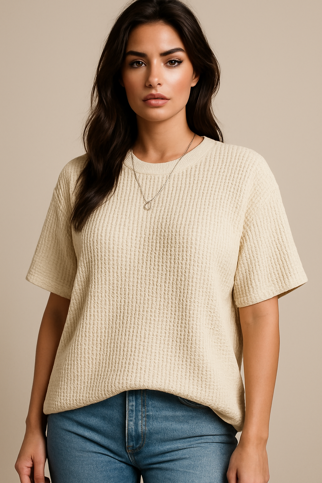 The Vintage Clothing Waffle Knit Texture T-Shirt For Girls And Women - Summers Trendy New Tshirts For Women / Tshirts For Girls / Women'S Tshirts / Girls Tshirts