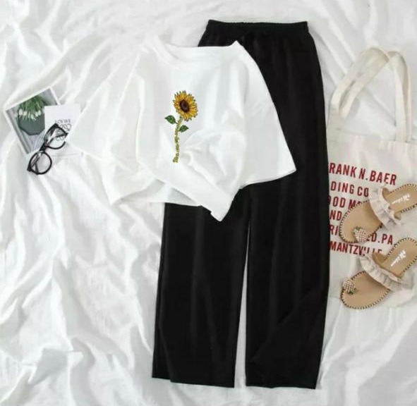 Summer Printed Crop Top and Flapper Ladies Casual Suit  For Women
