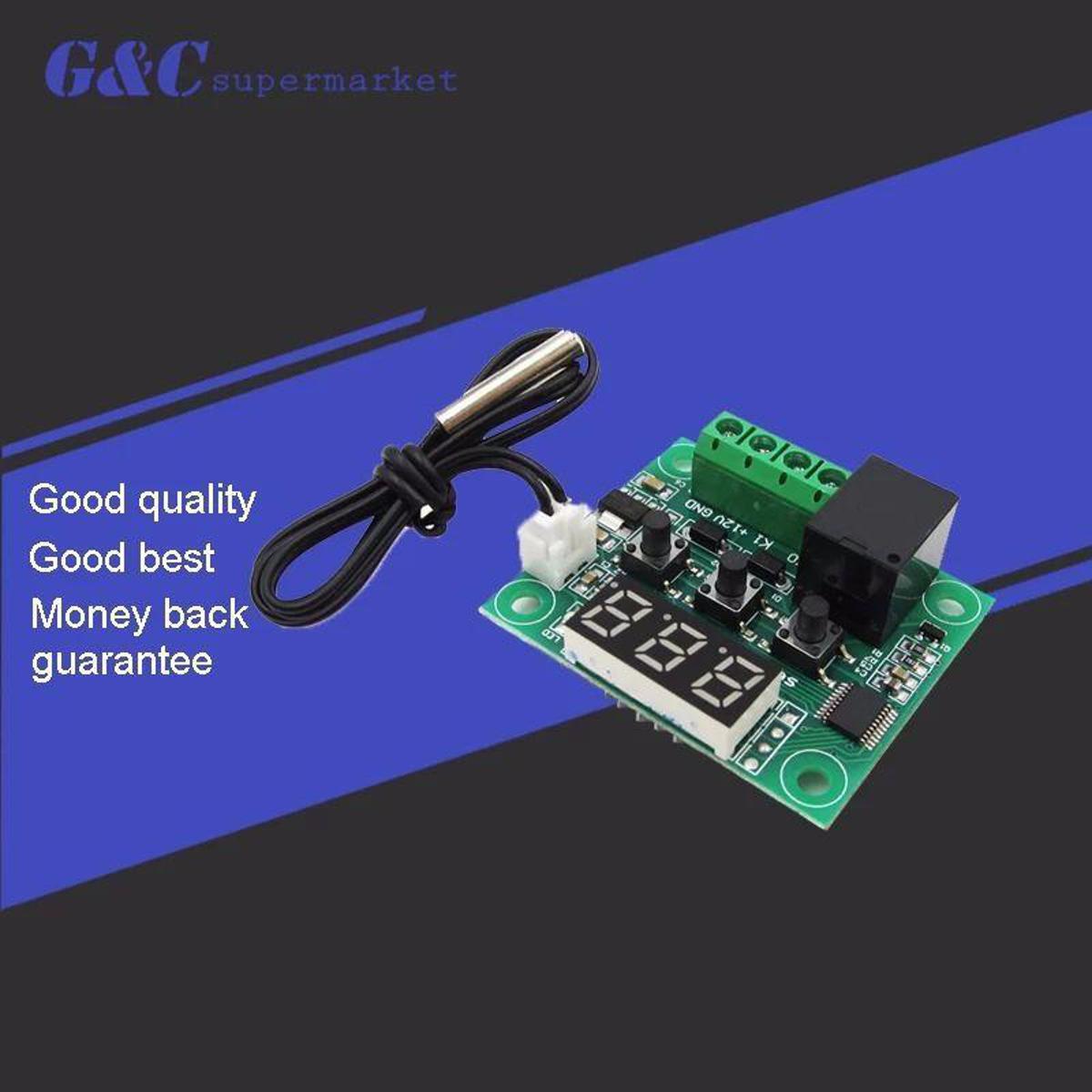 W1209 Digital LED DC 12V Heat Cool Temp Thermostat Temperature Control Switch Module On/Off Controller Board plus NTC Sensor FOR Incubator Hatcher