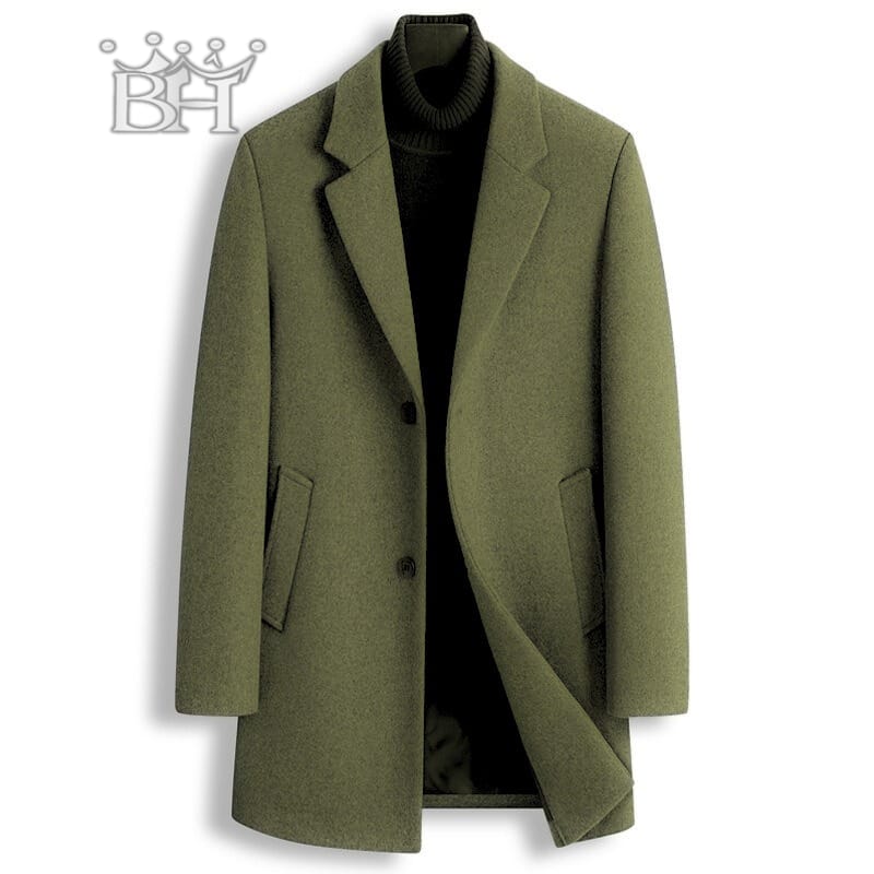 Woolen Peacoat for Men and Women - Single-Breasted Winter Trench Coat