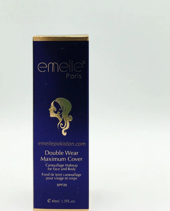 Emelie Double Wear Maximum Cover Foundation – Full Coverage Long Lasting Makeup Base – Oil Control Matte Finish Liquid Foundation for Smooth Flawless Skin