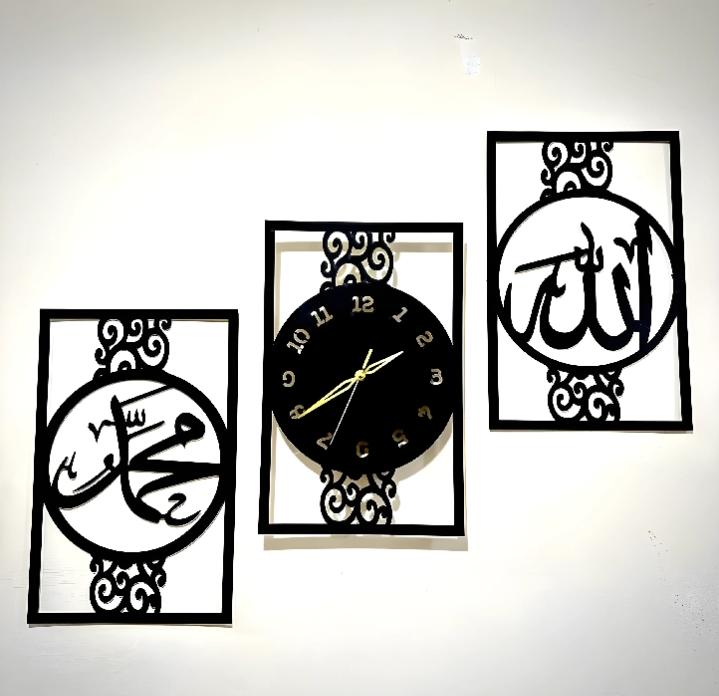3d Wooden Home Decoration Simple AM Frame Shape wall Clock Laser Cut DIY Design Wall Watch for Home Decor gifts wedding birthday for home decoration beautyfully wall etc