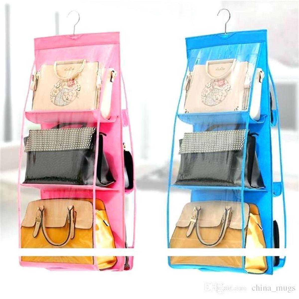 Buy Juzr Purse Handbag Organizer 6 Pocket Foldable Large Clear Anti Dust  Hanging Storage Bag Organizer with Hook Purse Hanger Storage Holder for  Wardrobe Closet Organizer Pack of 2