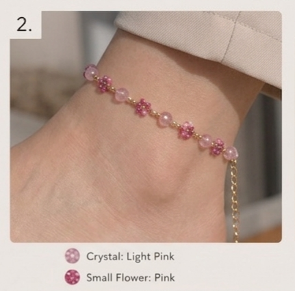 Aesthetic Dainty Daisy Floral Beaded Anklet and bracelets  -  Crystal Beads, and Hand-Assembled Beaded Daisy Flower with Extender Chain