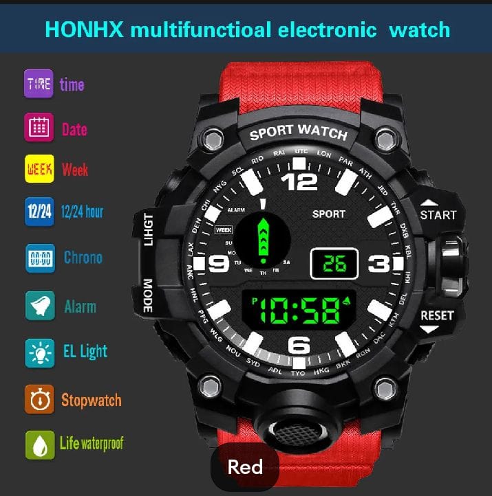 Digital Sports Watch For Men Military Men's Waterproof with LED Back light Watch for Men With Box
