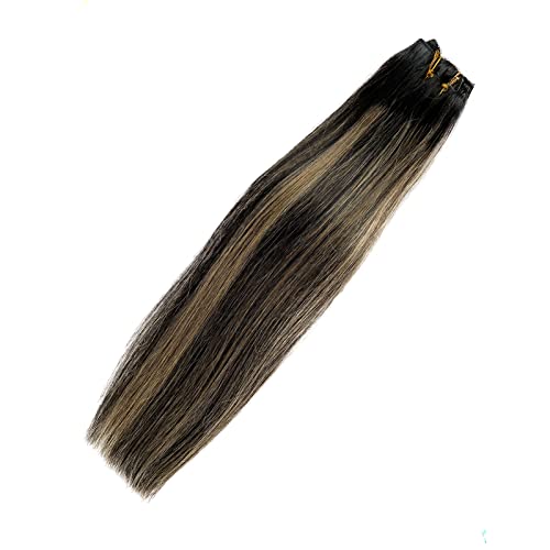Hair Extensions wig, Black to Golden Blonde Hair Flip in Extensions with Transparent Wire Secret Hair Extensions 16 Inch 80g
