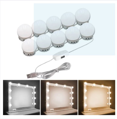 LED Vanity Mirror Lights | 3 Light Mode Led Bulbs for makeup Mirror Stand | 10 Bulbs