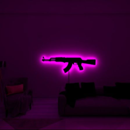 AK-47 Shaped LED Wall Light with Multicolor Options and Plug-in Design for Gaming Room Decor