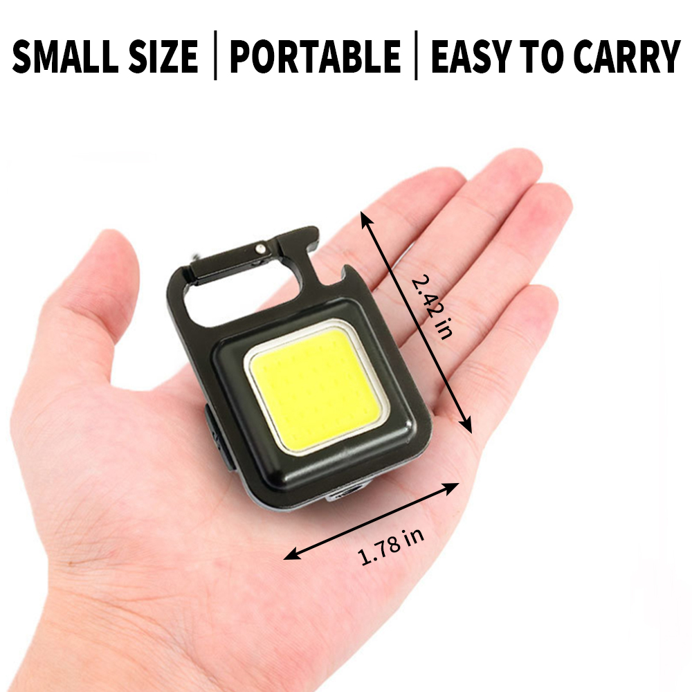 Dynamic Life Metal COB Keychain Flashlight 800 Lumens Multifunction COB Work Light Portable Pocket Led Light 3 Modes Rechargeable Emergency Light Corkscrew Camping Lantern Magnet Design Fishing Lamp Outdoor, Home, and Office