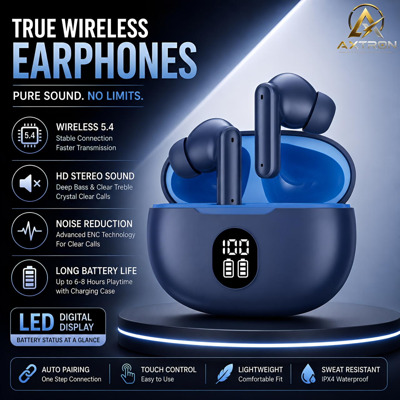 H895B TWS | True Wireless Stereo Universal Bluetooth Earbuds & Airbuds | Dual Pods Handsfree Earphones Headset | Compatible with All Bluetooth Devices.
