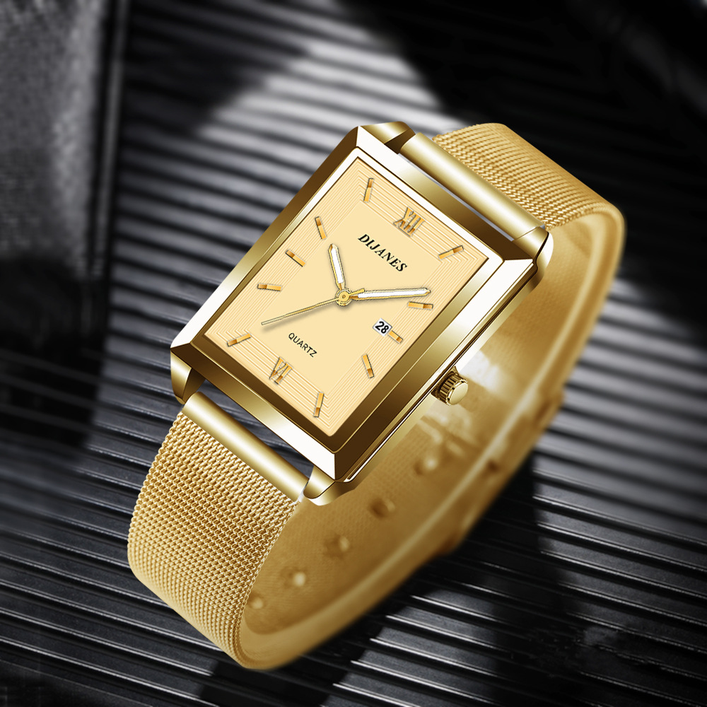 Gold square watch on sale mens