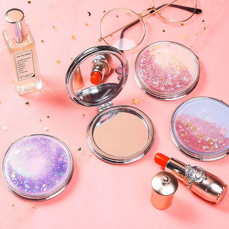 1PC Portable Makeup Mirror Women Mini Compact Pocket Make Up Beauty Mirror Portable Double-sided Folding Cosmetic Mirrors