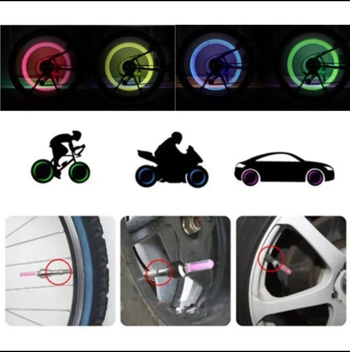 2Pcs nozzle light Motion Activated Glow Bike Flashlight Car Motorcycle Cycle  Tire Valve Caps Wheel Light Amazing Fantastic Bicycle Accessory LEDs