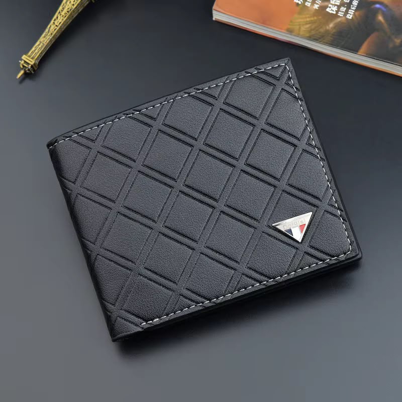 Men’s Premium Check Pattern Leather Wallet – Stylish Bifold Design | Available in Black, Brown & Chocolate